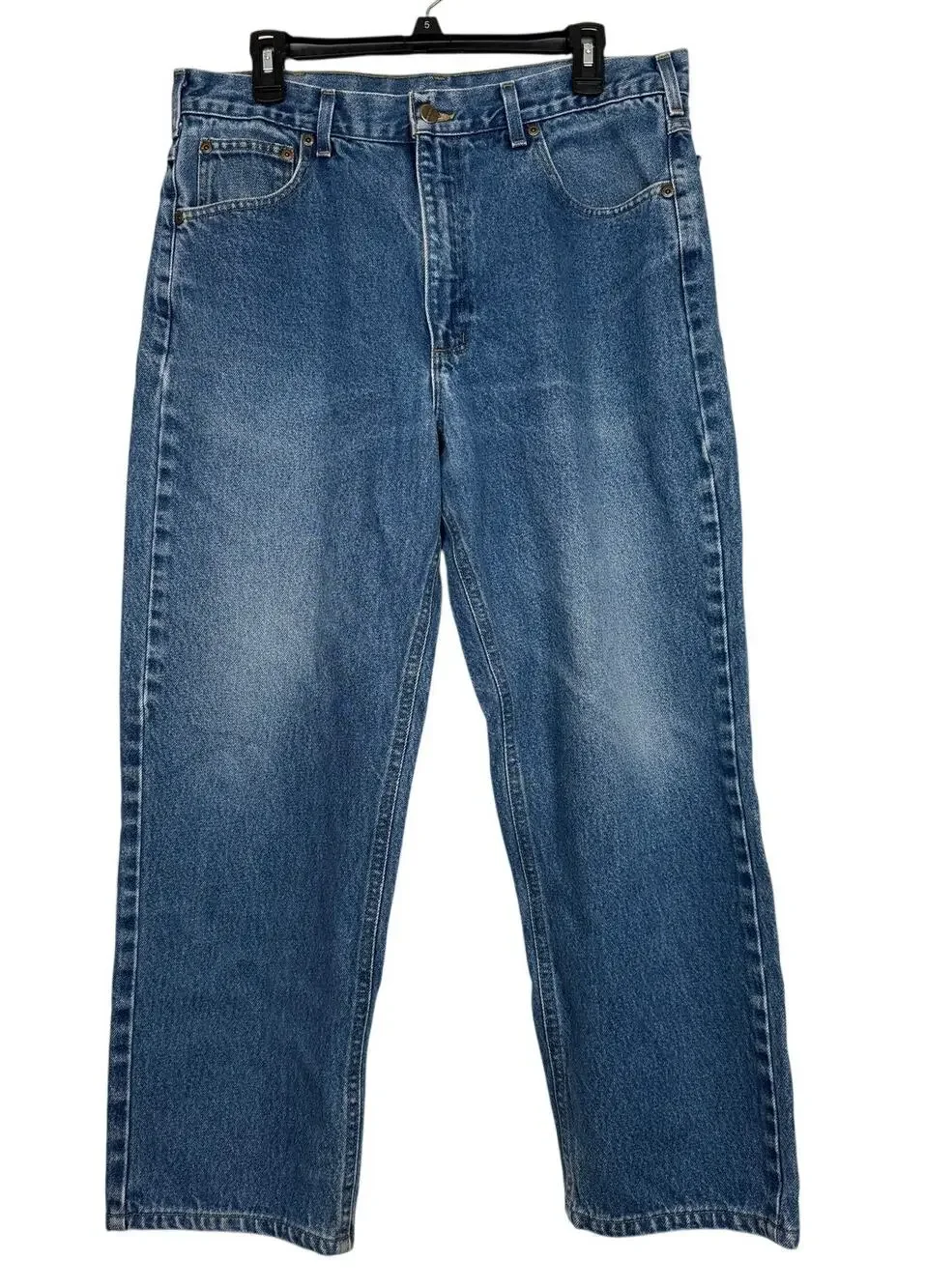 Carhartt Blue Straight Relaxed Fit Denim Jeans Pockets Size 36 x 30 Casual Denim
